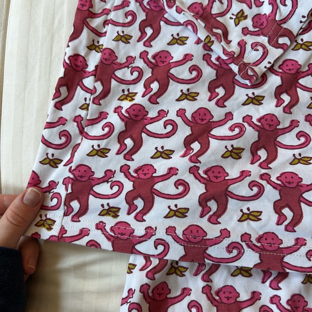 Pink Monkey Classic Roller Rabbit pajama set